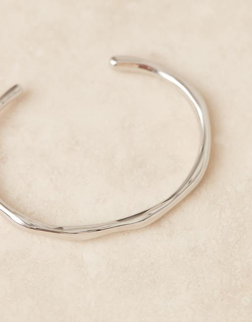 Abbott Lyon Molten Bangle Bracelet In Silver Plated Waterproof Stainless Steel