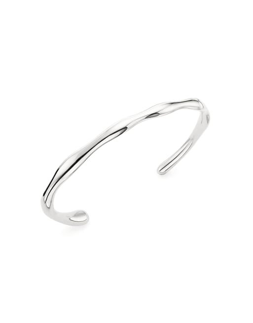 Abbott Lyon Molten Bangle Bracelet In Silver Plated Waterproof Stainless Steel