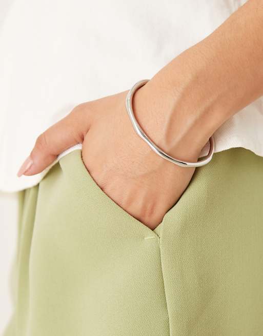 Abbott Lyon molten bangle bracelet in silver plated waterproof stainless steel