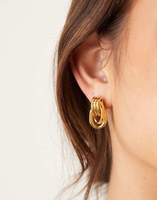 Abbott Lyon Statement Knot Stud Earrings In 18k Gold Plated Waterproof Stainless Steel
