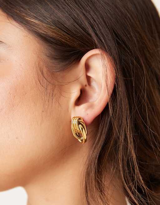 Abbott Lyon statement knot stud earrings in 18k gold plated waterproof stainless steel