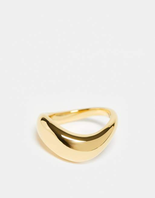 Abbott Lyon Statement Molten Ring In 18k Gold Plated Waterproof Stainless Steel