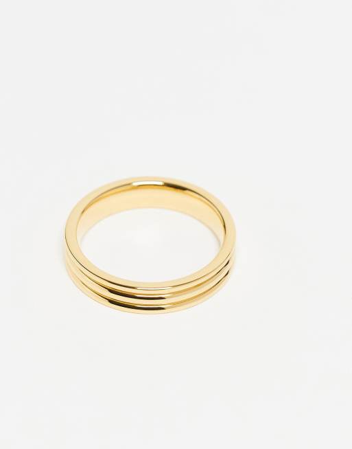 Abbott Lyon Triple Band Ring In 18k Gold Plated Waterproof Stainless Steel