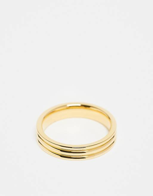 Abbott Lyon triple band ring in 18k gold plated waterproof stainless steel