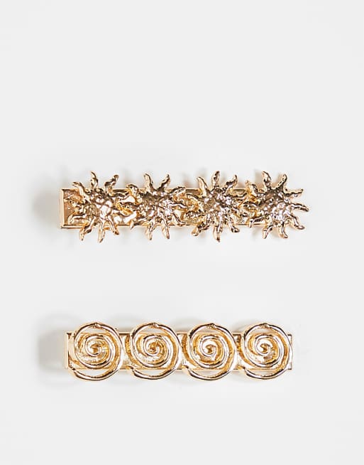 Accessorize 2 pack soleil hair clips in gold