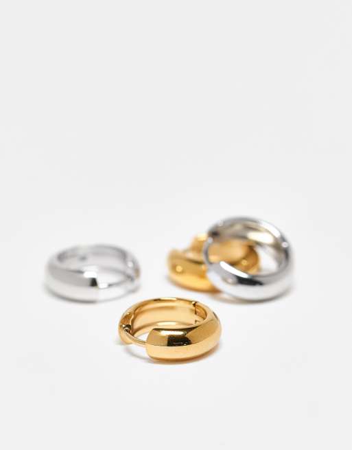Accessorize 2 Pack Stainless Steel Hoop Earrings In Multi