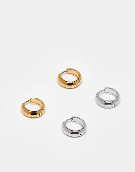 Accessorize 2 pack stainless steel hoop earrings in multi