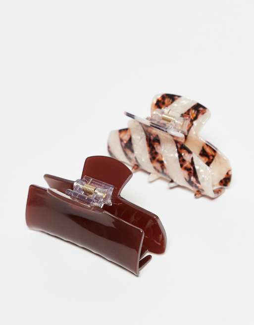 Accessorize 2 Pack Stripe Hair Claw In Multi