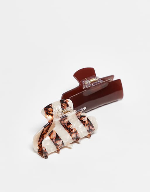 Accessorize 2 pack stripe hair claw in multi