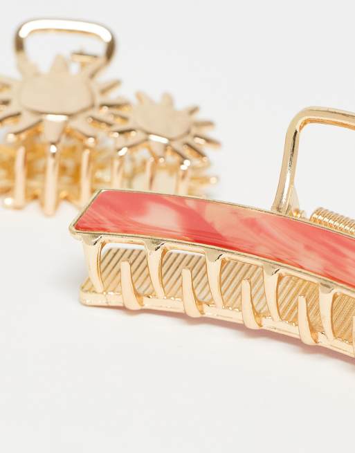 Accessorize 2 Pack Sundowner Metal Hair Claws In Gold