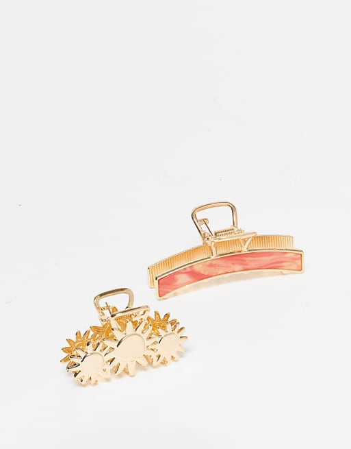 Accessorize 2 pack sundowner metal hair claws in gold