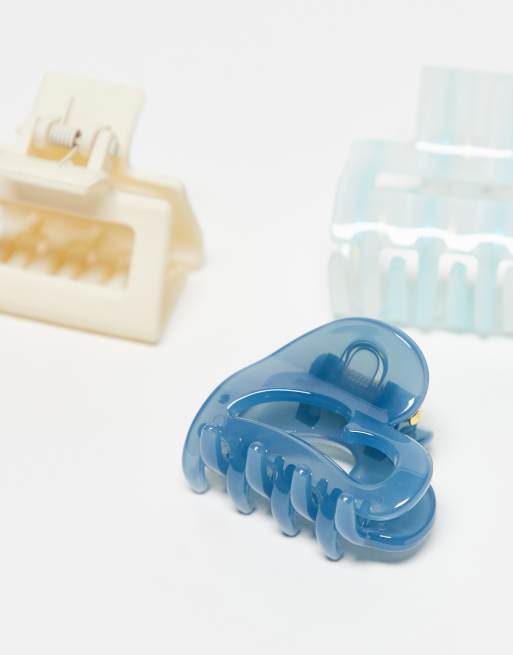 Accessorize 3 Pack Mini Resin Hair Claws In Blue