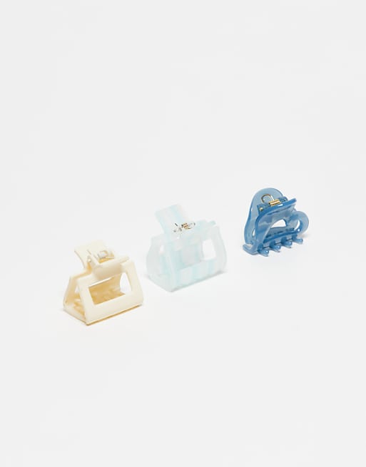 Accessorize 3 pack mini resin hair claws in blue