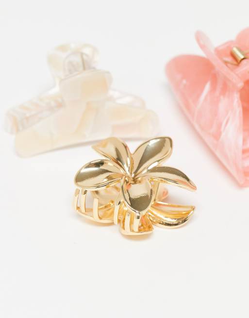 Accessorize 3 Pack Mixed Floral Hair Claws In Multi