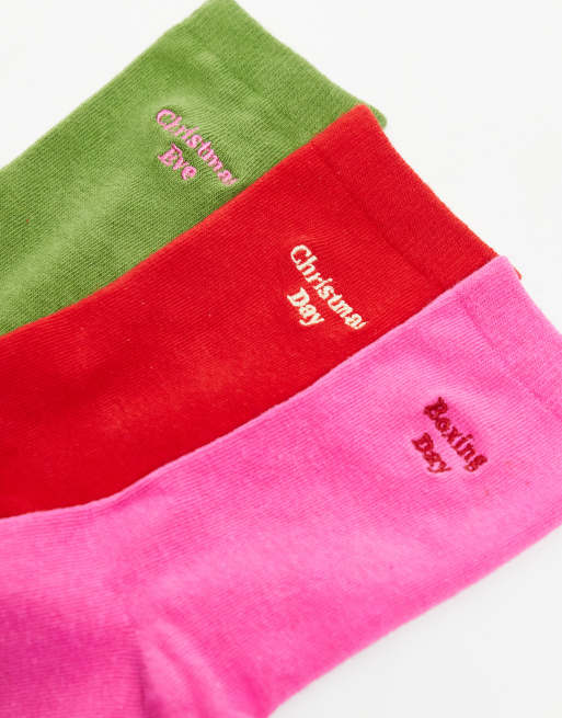 Accessorize 3 Pack Slogan Socks In Multi