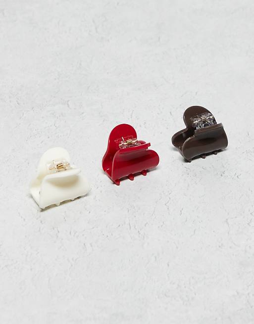 Accessorize 3 pack small heart hair clawclip in multi