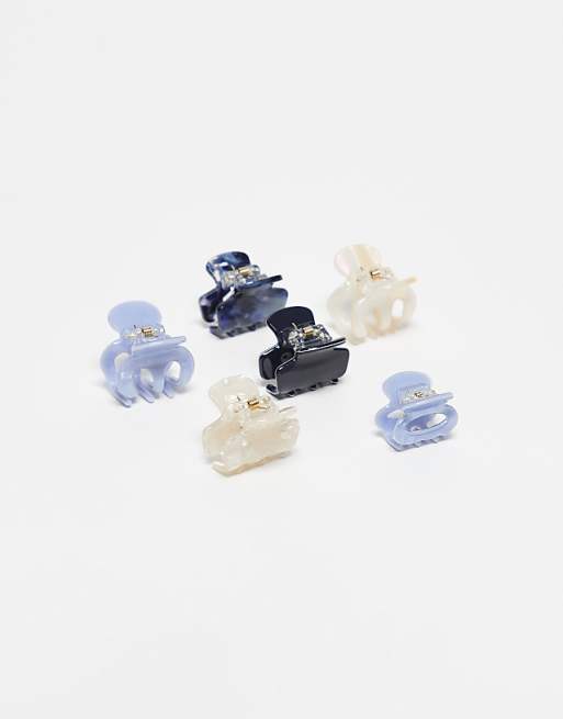 Accessorize 6 pack blue mini hair claw clips in blue