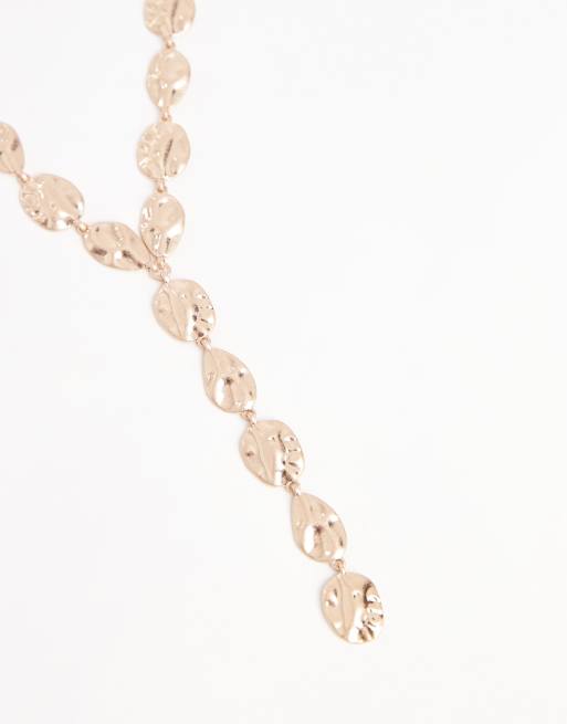 Accessorize Brushed Pebble Lariat Necklace In Gold