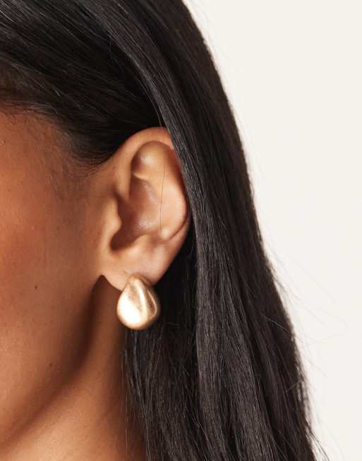 Accessorize Brushed Pebble Stud Earrings In Gold
