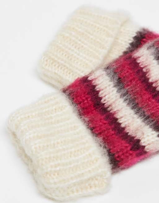 Accessorize Brushed Stripe Cut Off Gloves In Multi