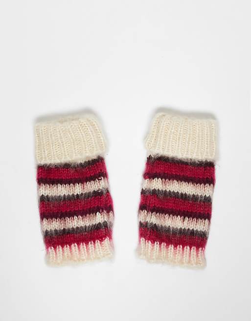 Accessorize brushed stripe cut off gloves in multi