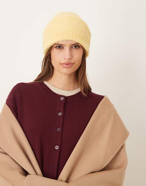 Accessorize butter yellow fluffy beanie in yellow