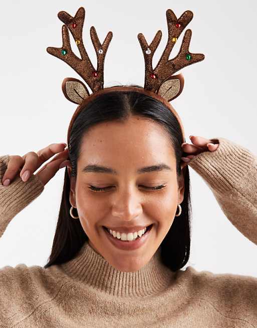 Accessorize christmas glitter raindeer novelty headband in brown