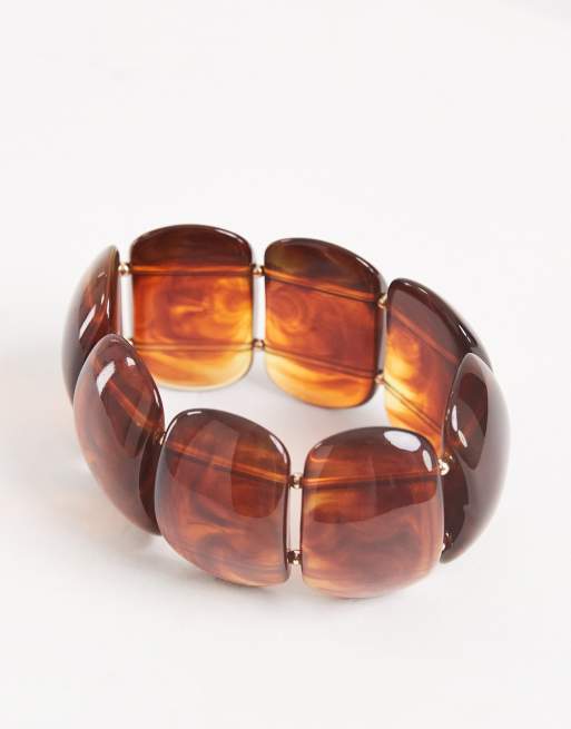 Accessorize Chunky Stretch Resin Bracelet In Tortoiseshell