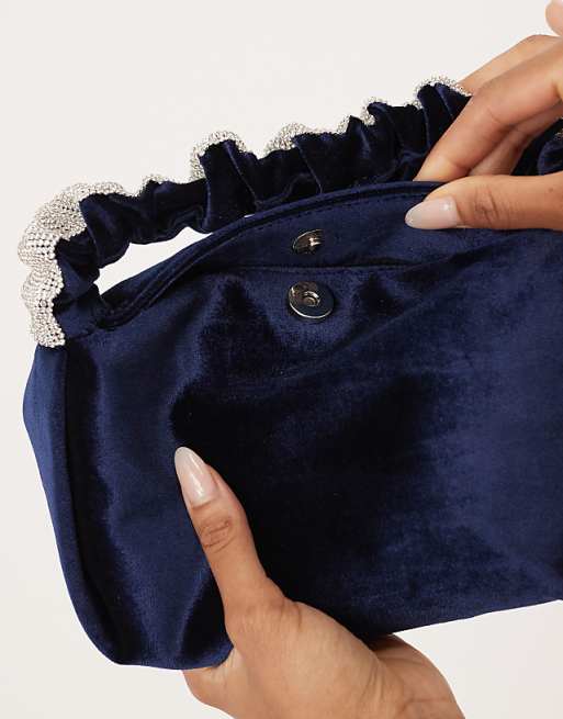Accessorize Diamante Strap Handheld Bag In Navy