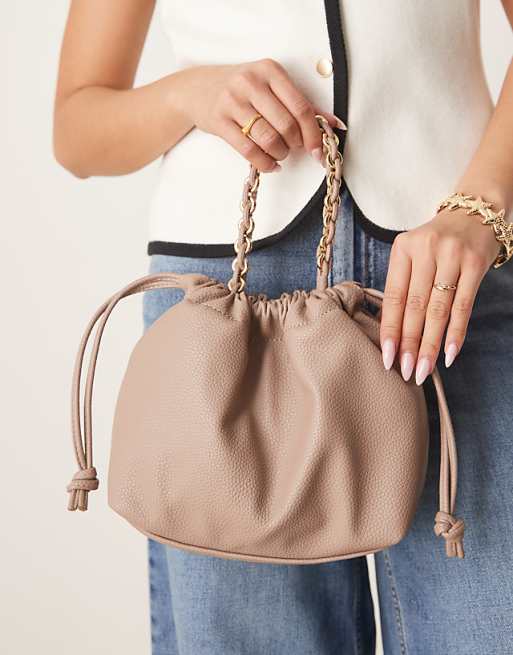 Accessorize Drawstring Mini Crossbody Bag In Mink