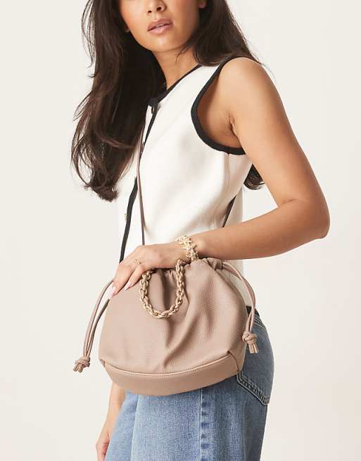 Accessorize drawstring mini crossbody bag in mink