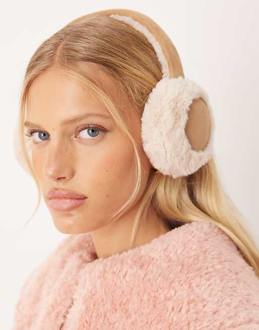 Accessorize faux fur suedette earmuff in light brown