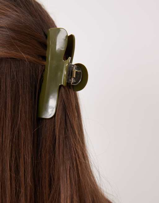 Accessorize Glossy Hair Claw In Green