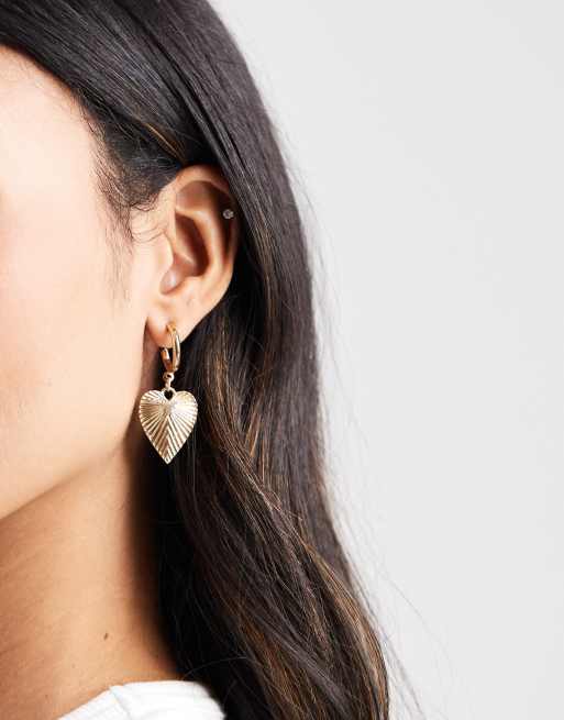Accessorize Heart Drop Earrings In Gold