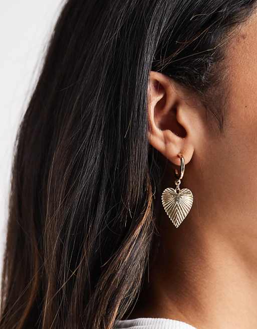 Accessorize heart drop earrings in gold