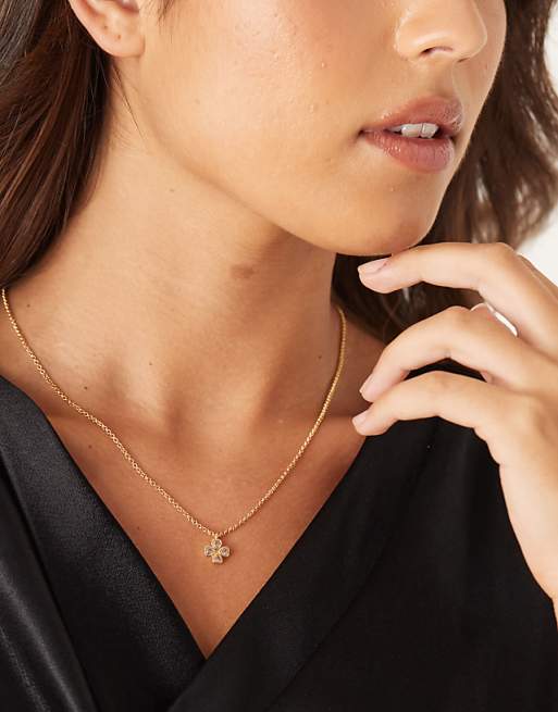 Accessorize heart flower clover necklace in gold