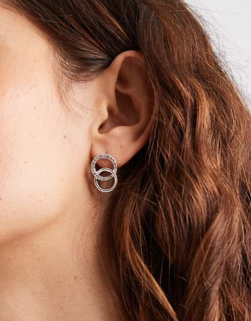 Accessorize Infinity Pave Mini Drop Earrings In Silver