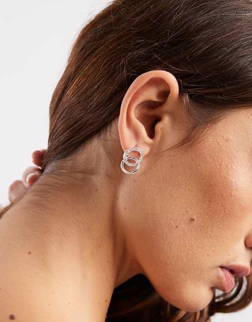 Accessorize infinity pave mini drop earrings in silver