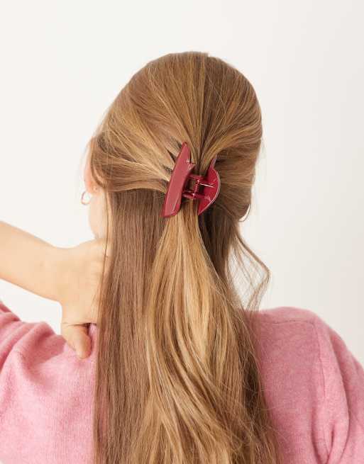 Accessorize Jadore Heart Hair Clawclip In Burgundy