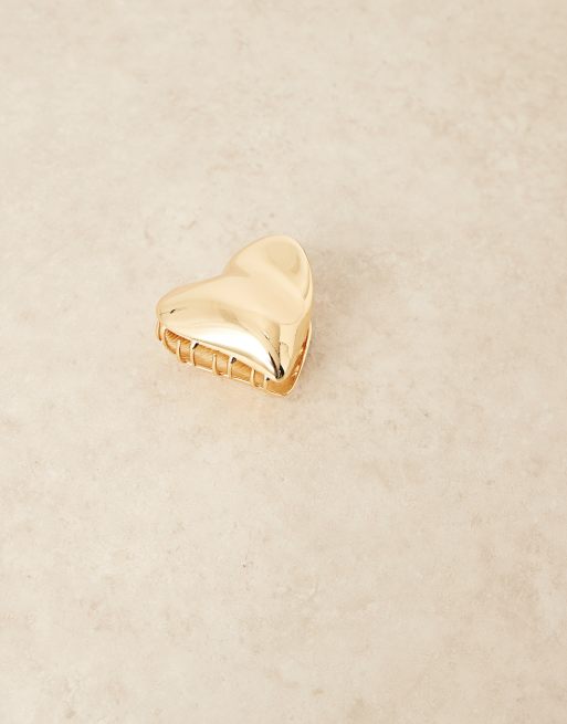 Accessorize Large Gold Metal Heart Hair Clawclip In Gold