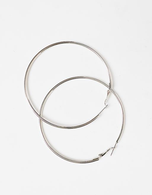 Accessorize Large Simple Hoop In Silver