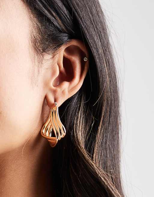Accessorize large twisted waves earrings in gold