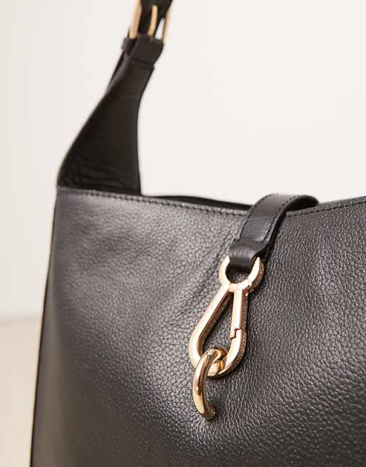 Accessorize Leather Shoulder Bag In Black