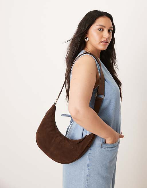 Accessorize Leather Suede Sling Bag In Brown