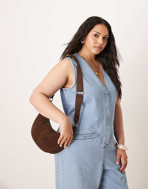 Accessorize Leather Suede Sling Bag In Brown
