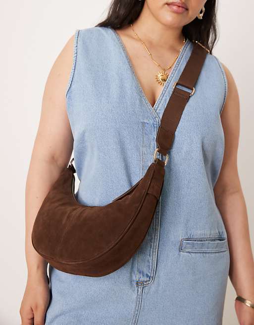 Accessorize leather suede sling bag in brown