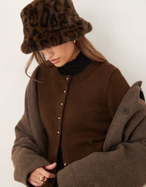 Accessorize Leopard Fur Hat In Multi