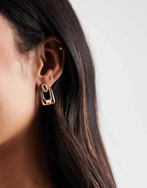 Accessorize mini square door knocker earrings in gold
