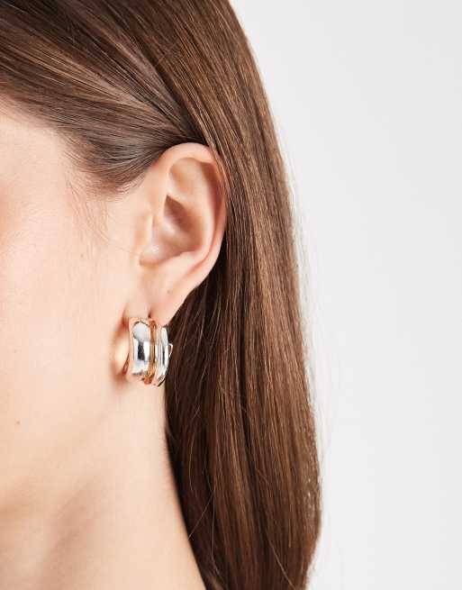 Accessorize Mixed Metal Chunky Hoops In Multi