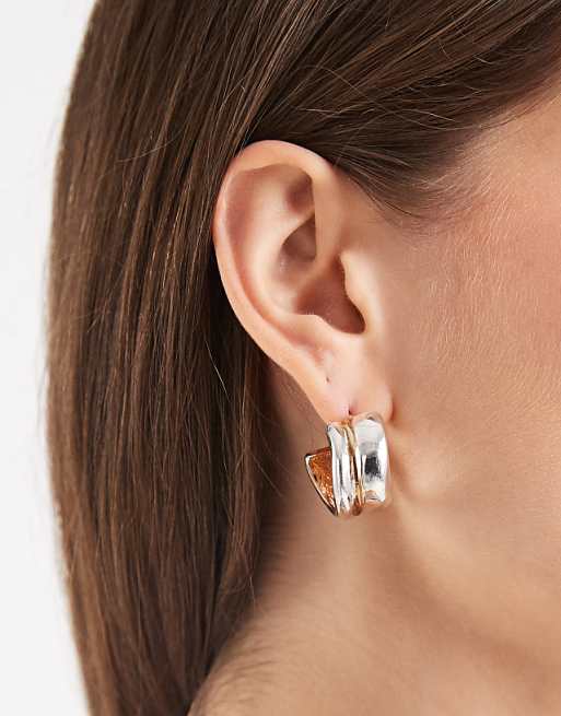 Accessorize mixed metal chunky hoops in multi